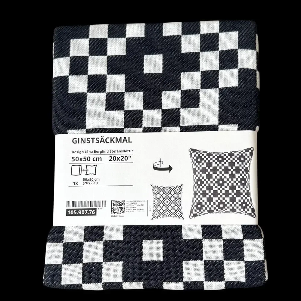 IKEA GINSTSACKMAL Black & White Pillow Cover  20x20 